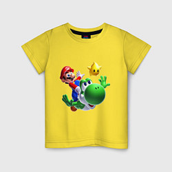 Футболка хлопковая детская Mario&Yoshi, цвет: желтый