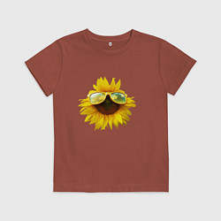 Футболка хлопковая детская Солнце в очках, цвет: кирпичный