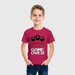 Футболка хлопковая детская ИГРА В КАЛЬМАРА КОНЕЦ ИГРЫ SQUID GAME GAME OVER, цвет: маджента — фото 2