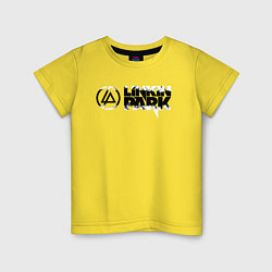 Футболка хлопковая детская Линкин Парк Лого ЧБ Рок Linkin Park, цвет: желтый