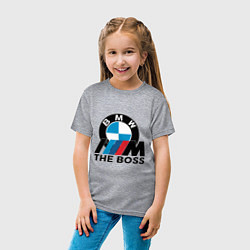 Футболка хлопковая детская BMW BOSS, цвет: меланж — фото 2