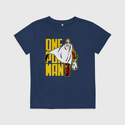 Футболка хлопковая детская Сайтама возвращается из супермаркета One Punch-Man, цвет: тёмно-синий