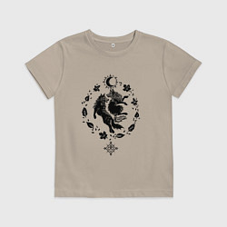 Футболка хлопковая детская Волки из легенд, цвет: миндальный