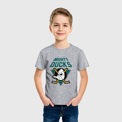 Футболка хлопковая детская Анахайм Дакс, Mighty Ducks, цвет: меланж — фото 2