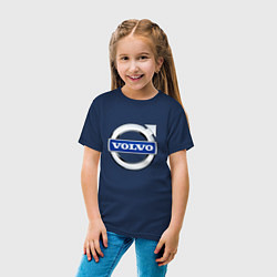 Футболка хлопковая детская Volvo, логотип, цвет: тёмно-синий — фото 2