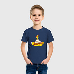 Футболка хлопковая детская The Beatles Yellow Submarine в дудл стиле, цвет: тёмно-синий — фото 2