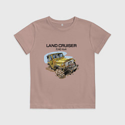 Футболка хлопковая детская Toyota Land Cruiser FJ 40 4X4, цвет: пыльно-розовый
