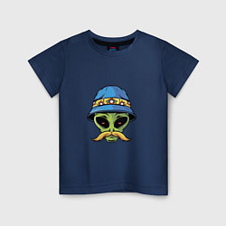 Футболка хлопковая детская Пришелец в шляпе, цвет: тёмно-синий
