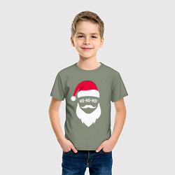 Футболка хлопковая детская Санта ХО-ХО-ХО арт, цвет: авокадо — фото 2