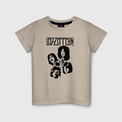 Футболка хлопковая детская Участники группы Led Zeppelin, цвет: миндальный