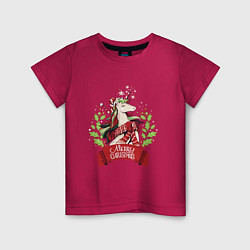 Футболка хлопковая детская Christmas Unicorn, цвет: маджента