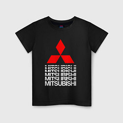 Футболка хлопковая детская MITSUBISHI МИЦУБИСИ МИТСУБИСИ МИЦУБИШИ LOGO STYLE, цвет: черный