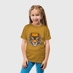 Футболка хлопковая детская Тигр в короне Tiger in the crown, цвет: горчичный — фото 2