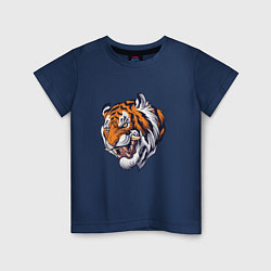 Футболка хлопковая детская Голова саблезубого тигра, цвет: тёмно-синий