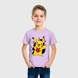 Футболка хлопковая детская ПИКАЧУ И СЕРДЕЧКО POKENON PIKACHU LOVE, цвет: лаванда — фото 2