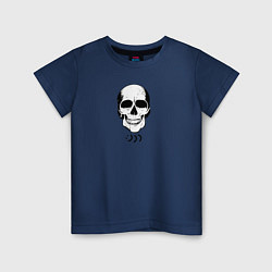 Футболка хлопковая детская Smiling Skull, цвет: тёмно-синий