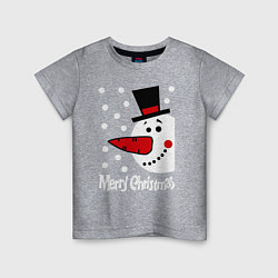 Футболка хлопковая детская Merry Christmas: снеговик в шляпе, цвет: меланж