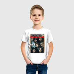 Футболка хлопковая детская BTS БТС на обложке журнала, цвет: белый — фото 2