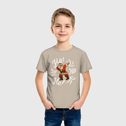 Футболка хлопковая детская Santa Ho Ho Ho, цвет: миндальный — фото 2