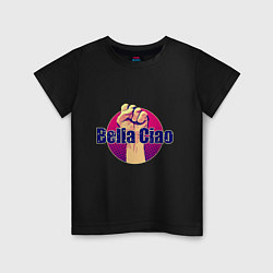 Футболка хлопковая детская Bella Ciao Fist, цвет: черный