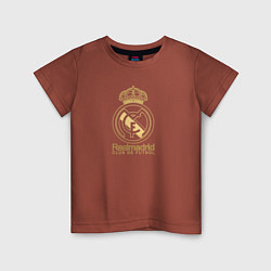 Футболка хлопковая детская Real Madrid gold logo, цвет: кирпичный