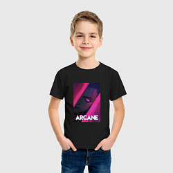 Футболка хлопковая детская Arcane Neon, цвет: черный — фото 2