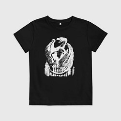 Футболка хлопковая детская Белый Дракон в городе, цвет: черный