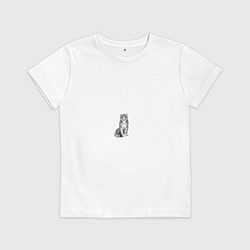 Футболка хлопковая детская Сидящая белая тигрица, цвет: белый