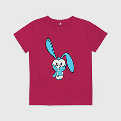 Футболка хлопковая детская Заяц пучеглазый голубенький, цвет: маджента