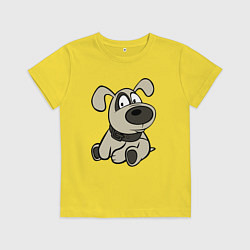 Футболка хлопковая детская Щенок глазастый бежевый, цвет: желтый