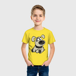 Футболка хлопковая детская Щенок глазастый бежевый, цвет: желтый — фото 2