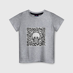 Футболка хлопковая детская QR Skull, цвет: меланж