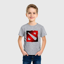 Футболка хлопковая детская ЧЁРНО КРАСНОЕ ЛОГО ДОТА 2 DOTA 2 LOGO, цвет: меланж — фото 2