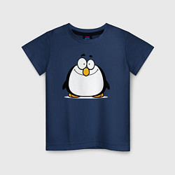 Футболка хлопковая детская Глазастый пингвин, цвет: тёмно-синий