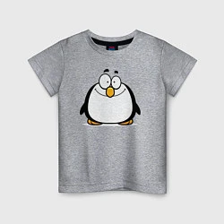 Футболка хлопковая детская Глазастый пингвин, цвет: меланж
