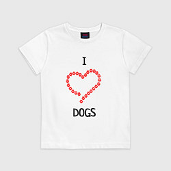 Футболка хлопковая детская I Люблю Dogs, цвет: белый