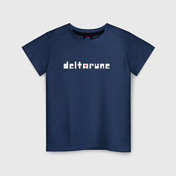 Футболка хлопковая детская Deltarune logo надпись, цвет: тёмно-синий