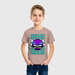 Футболка хлопковая детская GEOMETRY DASH ФИОЛЕТОВЫЙ ДЕМОН ГЕОМЕТРИЯ, цвет: пыльно-розовый — фото 2
