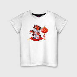 Футболка хлопковая детская Китайский красный тигр 2022, цвет: белый