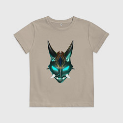 Футболка хлопковая детская МАСКА СЯО ГЕНШИН ИМПАКТ НЕОН, цвет: миндальный