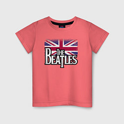 Футболка хлопковая детская The Beatles Great Britain Битлз, цвет: коралловый