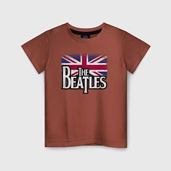 Футболка хлопковая детская The Beatles Great Britain Битлз, цвет: кирпичный