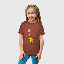 Футболка хлопковая детская Веселый жирафик, цвет: кирпичный — фото 2