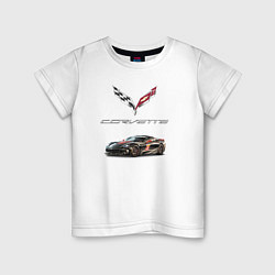 Футболка хлопковая детская Chevrolet Corvette - Motorsport racing team, цвет: белый
