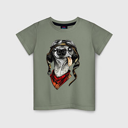 Футболка хлопковая детская Biker dog, цвет: авокадо