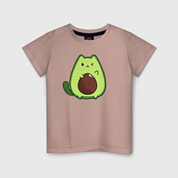Футболка хлопковая детская Avo cat o подмигивает, цвет: пыльно-розовый