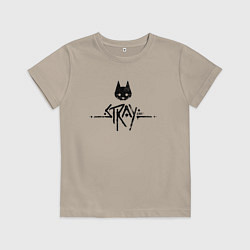Футболка хлопковая детская Stray: Black Logo, цвет: миндальный