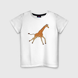 Футболка хлопковая детская Жираф бегущий, цвет: белый