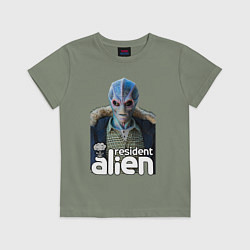 Футболка хлопковая детская Resident alien, цвет: авокадо