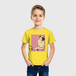 Футболка хлопковая детская Мопс на пепельно-розовом серия первый, цвет: желтый — фото 2